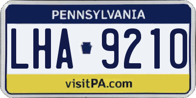PA license plate LHA9210