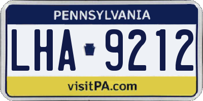 PA license plate LHA9212