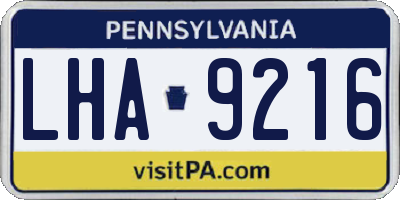 PA license plate LHA9216