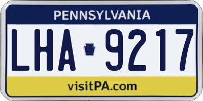 PA license plate LHA9217