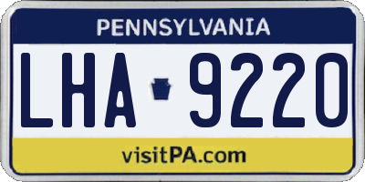 PA license plate LHA9220