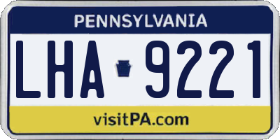 PA license plate LHA9221