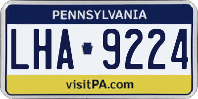 PA license plate LHA9224