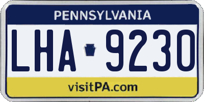 PA license plate LHA9230