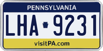 PA license plate LHA9231