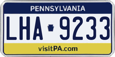 PA license plate LHA9233