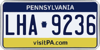 PA license plate LHA9236