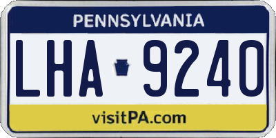 PA license plate LHA9240