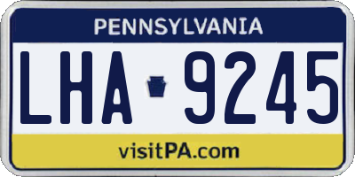 PA license plate LHA9245