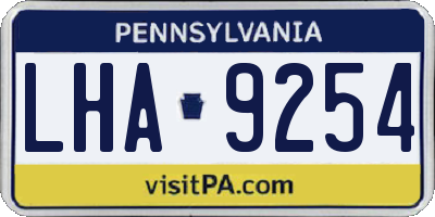 PA license plate LHA9254