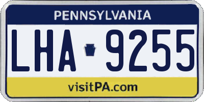 PA license plate LHA9255