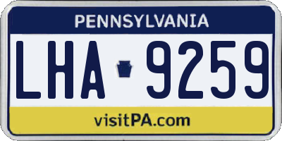 PA license plate LHA9259