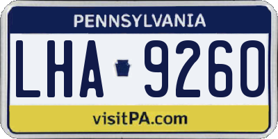 PA license plate LHA9260
