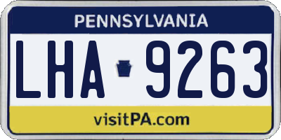 PA license plate LHA9263
