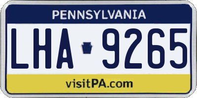 PA license plate LHA9265