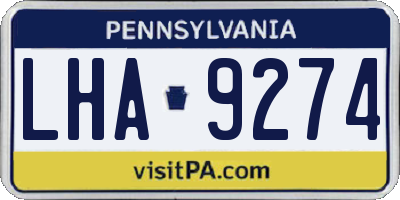 PA license plate LHA9274