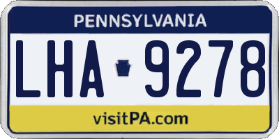 PA license plate LHA9278