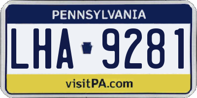 PA license plate LHA9281
