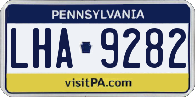 PA license plate LHA9282