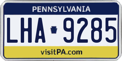 PA license plate LHA9285