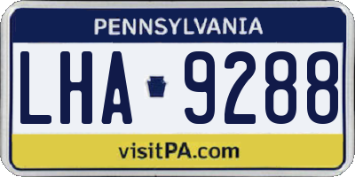 PA license plate LHA9288