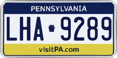 PA license plate LHA9289