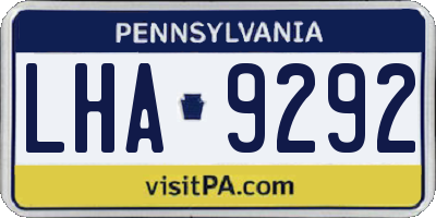 PA license plate LHA9292