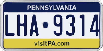 PA license plate LHA9314