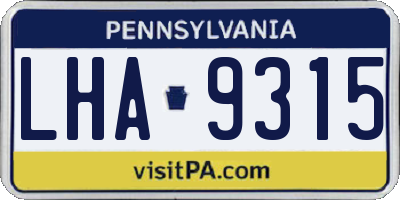 PA license plate LHA9315