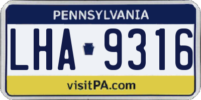 PA license plate LHA9316