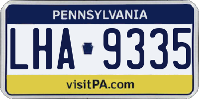PA license plate LHA9335