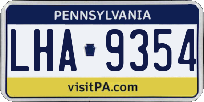 PA license plate LHA9354