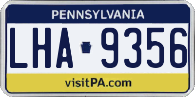 PA license plate LHA9356