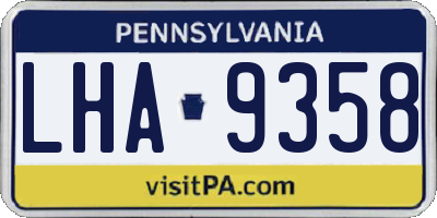 PA license plate LHA9358