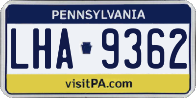 PA license plate LHA9362