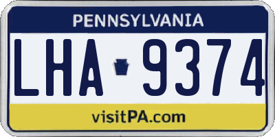 PA license plate LHA9374