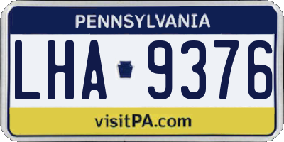 PA license plate LHA9376