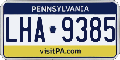 PA license plate LHA9385