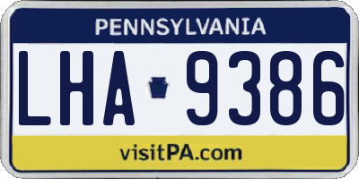 PA license plate LHA9386