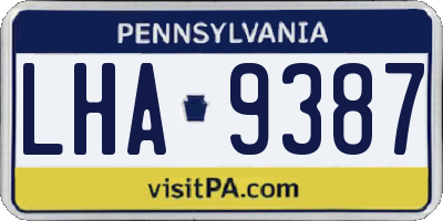 PA license plate LHA9387