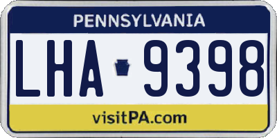 PA license plate LHA9398