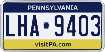 PA license plate LHA9403