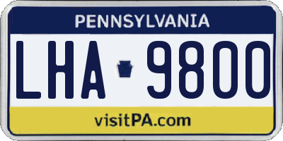 PA license plate LHA9800