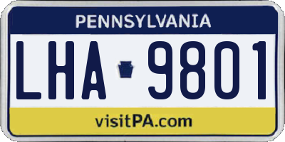 PA license plate LHA9801