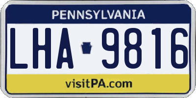 PA license plate LHA9816