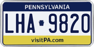 PA license plate LHA9820