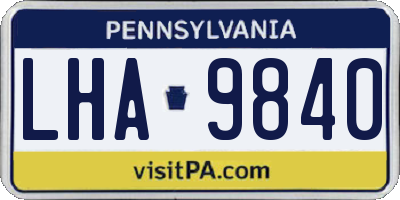 PA license plate LHA9840