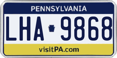 PA license plate LHA9868