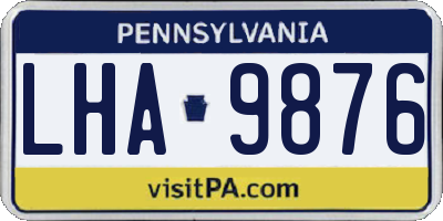 PA license plate LHA9876
