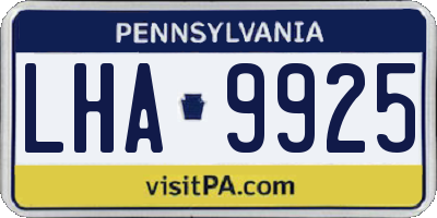 PA license plate LHA9925